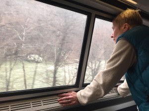 Amtrak Cardinal train enters the New River Gorge