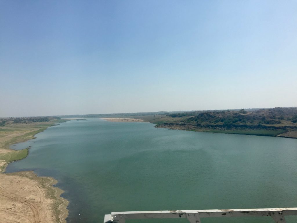 Passenger train view of Chambal River in India