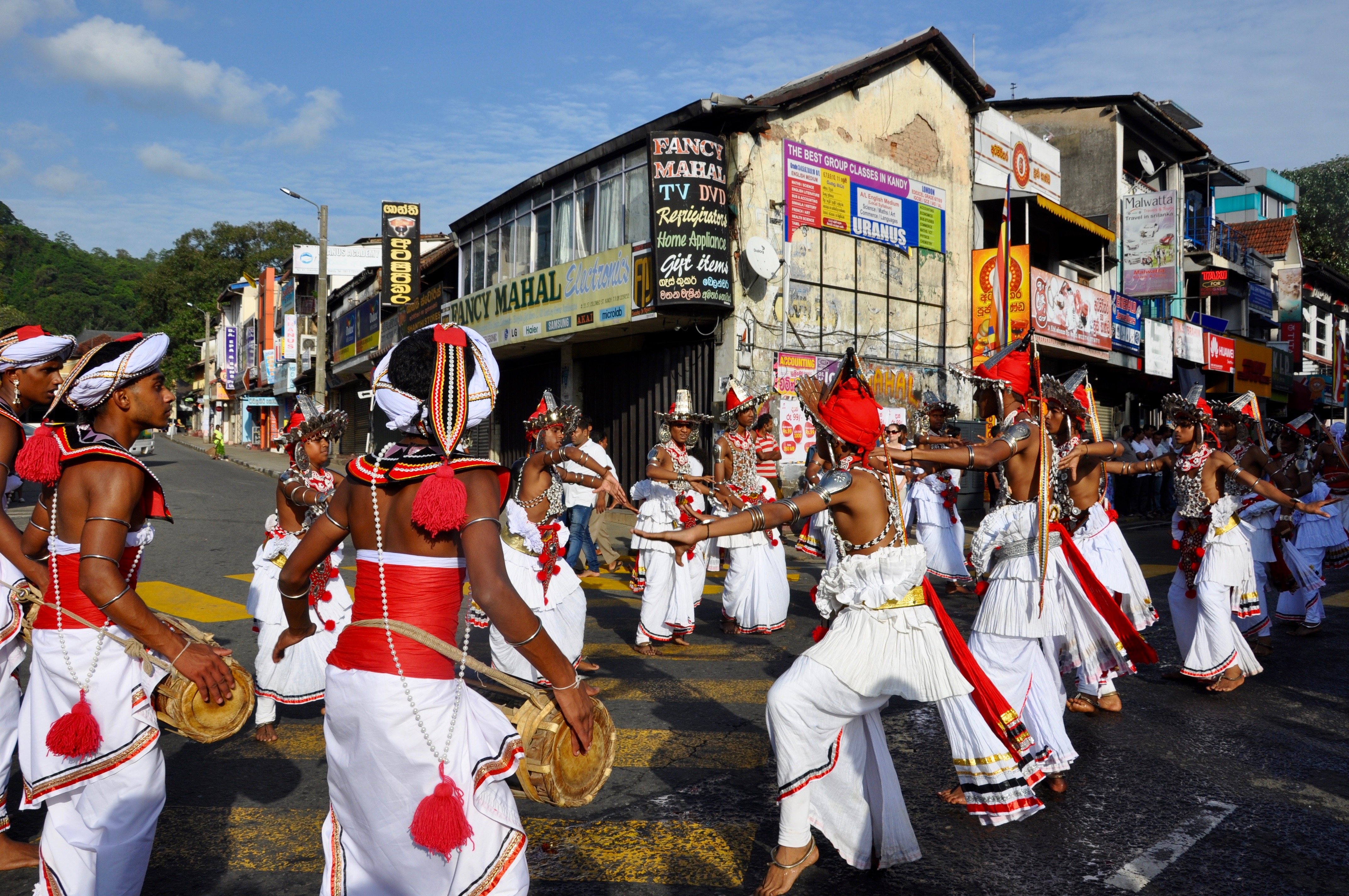 Sri Lanka Poya day parade.